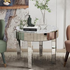 Round Crushed Glass Mirrored