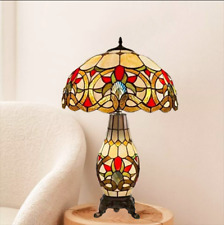 Tiffany Style Clustered Table Lamp Multicolor 16inch Stained Glass Shade Bedroom