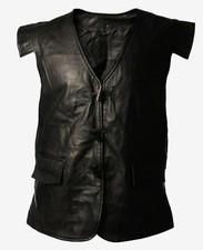 MENS BLACK LEATHER WAISTCOAT