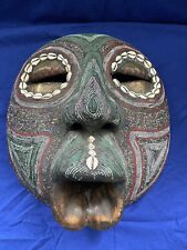 Large African Tribal Wood Mask Art Beaded Cowrie Shells Baluba Republic Of Congo