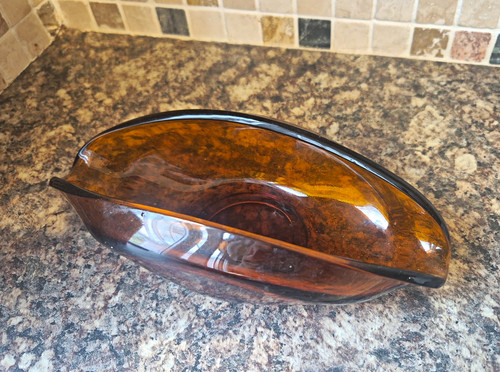 Brown amber glass - glass, bowl