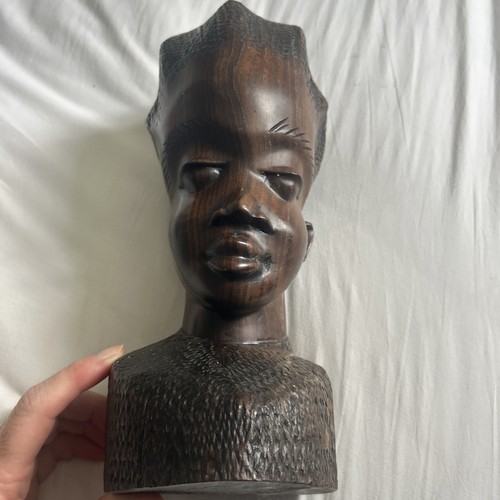 African carved brown wooden - ,