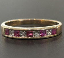 9ct 375 Yellow Gold 0.30ct Ruby & Diamond Eternity Ring, Size O 1/2, US 7.75