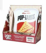 Kellogg's Pop Tarts Gift Set Ceramic Plate & Wooden Tongs + Pop Tarts BB. 03/21