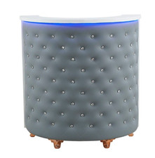 Reception Desk GREY stylish Curved Luxurious Crystal Buttoned design LED lights