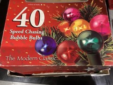Vintage 40 Multicoloured Speed Chasing Bubble Bulbs Christmas In Box Working