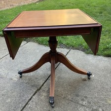 FABULOUS SMALL VINTAGE WOODEN DROP LEAF  TABLE WITH  LION FEET CASTERS