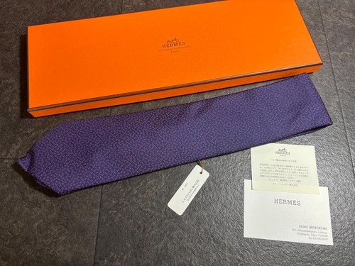 Hermes purple tie with box - tie,
