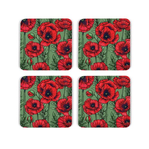 Poppies coaster set - poppies,