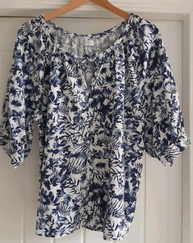 Papaya linen blend blue white - papaya, blue/white