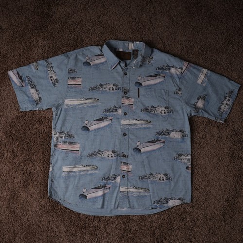 North river boat print shirt - river,