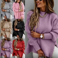 Women Long Sleeve Knitted Sweaters Ladies Winter Knitwear Solid Jumper Tops