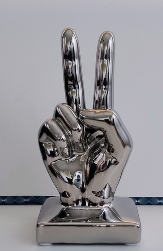Ceramic hand peace sign - ceramic,