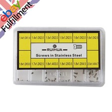 12-Size One Slotted Head Stainless Steel Watch Back Case Screw Assortment Box