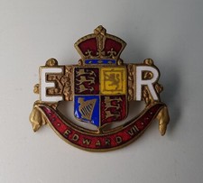 KING EDWARD VII 1902 CORONATION ENAMEL PIN BADGE BROOCH ROYALTY ANTIQUE