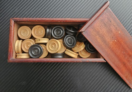 Antique turned wooden draughts - turned,