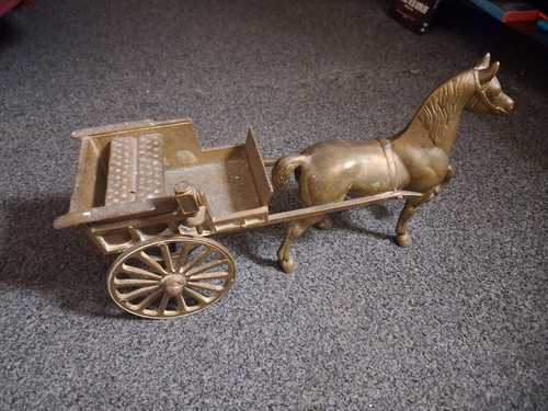 Brass horse and - cart, ornament