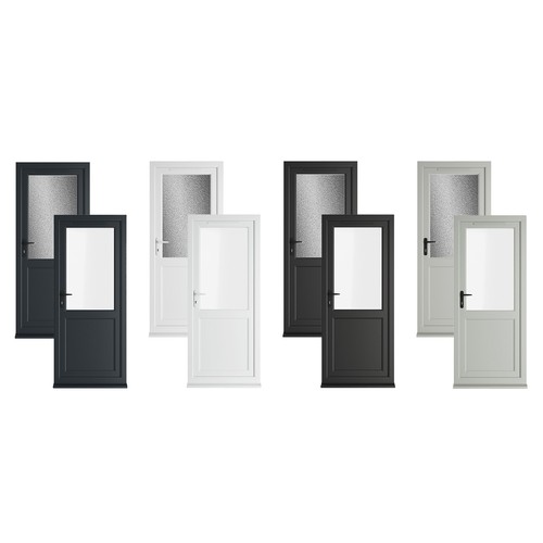 Pvc single door half glass - single,