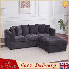Sofa Chenille 3 2 Seater Armchair Cushioned L Shaped Armchair Chair with Storage