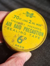 WWII ARP AIR RAID PRECAUTION SEALING TAPE TIN BUTTERFLY BRAND HOME FRONT - BLITZ