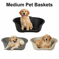 Heavy Duty Plastic Pet Basket Dog Puppy Medium Soft Beds Warm Cushion Washable