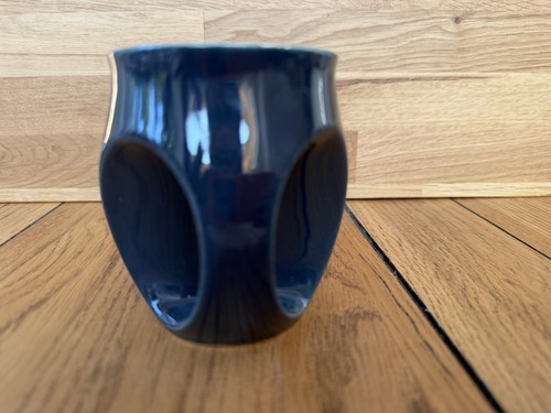 Vintage deep blue glaze owl - blue,