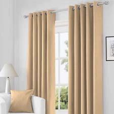 Eyelet Ring Top Thermal Blackout Curtains Pair Ready made with 2 FREE  Tie Back