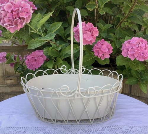 Small cream metal basket