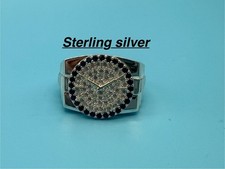 Sterling silver watch ring men's 925 V not keeper knot saddle 9ct