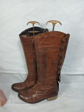 Bertie Brown Leather Unbranded Low Heel Knee High Boots Size 5 UK Womens