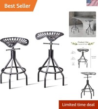 Industrial Tractor Seat Barstools Farmhouse Cast Iron Adjustable Counter Heig...