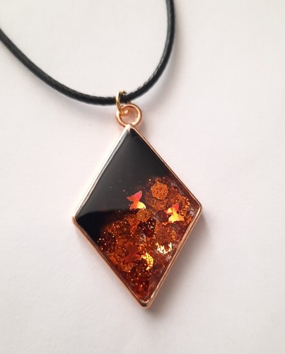 Handmade resin necklace black - resin,
