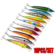 10pcs Fishing Lures Lots of Mini Minnow Fish Bass Tackle Hooks Baits Hooks