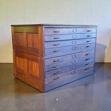 VINTAGE INDUSTRIAL 1930s GEORGE VI PLAN CHEST ARCHITECTS 10 DRAWERS #4708