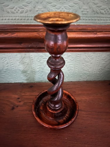 Vintage wooden candlestick - wooden,