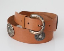 Regent Belt Made In England Silver Tone Concho Style Tapered Saddle Hide Size 29