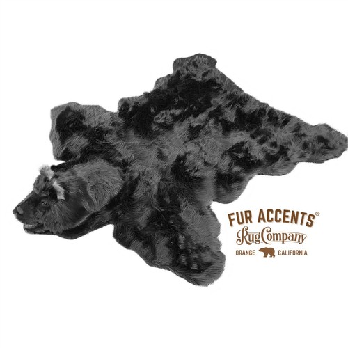 Plush black bear skin area - black,