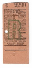 Bus Tram Tickets, L P T B, (Country),Return Portion, 3/6 C87, Staines Bridge, Et