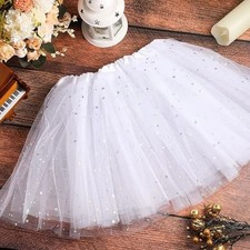 WHITE Sparkling Tutu Skirt Adult Lady Woman Fancy Dress Hen Night Party