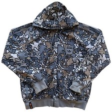 Mens Adidas Safety Jacket Track Top Size L Grey Camo Pockets Oasis Run DMC