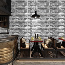 Slate Grey Wallpaper Realistic Brick Wall Faux 3D Effect Rustic Feature 1-6Roll-