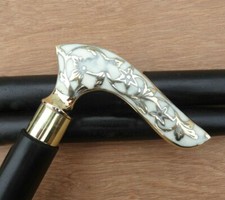 Curved Derby Handle Black Foldable Wooden Walking Stick - All Sizes 86cm - 106cm