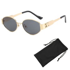 Retro Lisa Style Elegant Stylish Fashion Sunglasses Oval Gold Frame Polarised UK