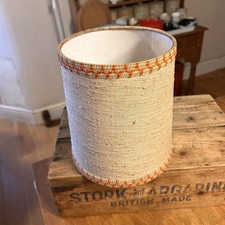 Vintage Mid-Century 1960's 1970's Hessian Light Lamp Shade - Orange Trim