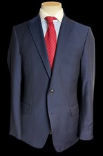 Marks & Spencer Alfred Brown Navy Suit Jacket 40R/L Peak Lapel Savile Row Insp