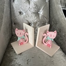 Next Wooden Kitten Book Ends Pink
