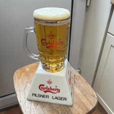 Vintage Carlsberg Lager Bar Font Beer Pump Topper Man Cave Retro Lamp 1970s