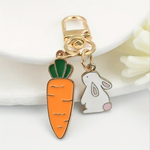 Mini rabbit carrot keychain - &,