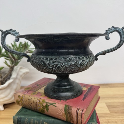 Vintage metal pedestal bowl - vintage,