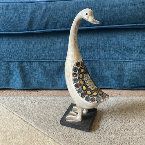 Painted wooden duck backwards - wooden,